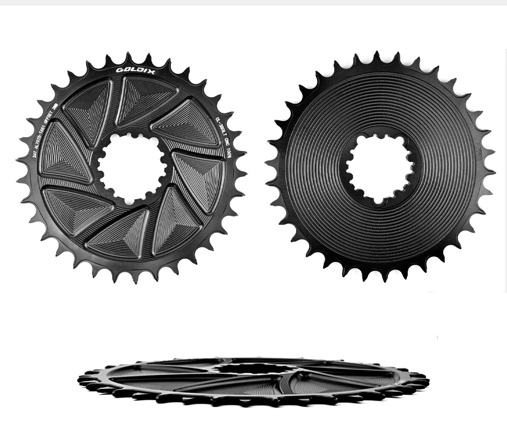 GOLDIX 3-Bolzen 3mm Offset Fahrrad-Kettenblatt mit breiten und schmalen Zähnen, AERO-Kettenblatt, CNC-Hohlschnitt-Bearbeitung für 3-Bolzen-Kurbelgarnitur – Detail 11