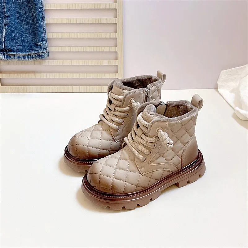 Botas cálidas de felpa para niños y niñas, zapatos informales de moda para el clítoris, Otoño e Invierno