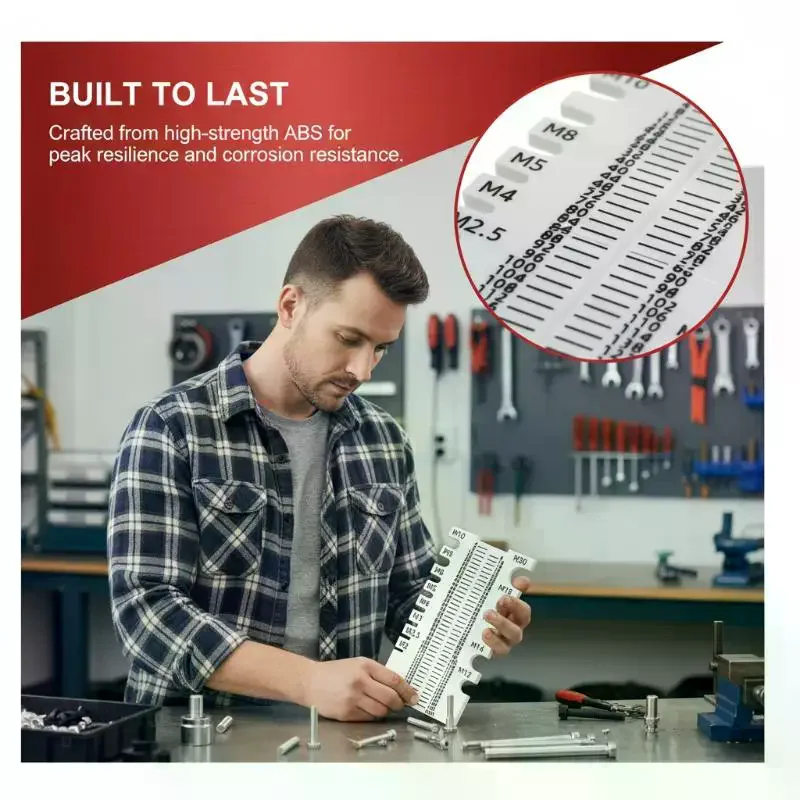Metric Screw Nut Thread Checker Gauge, Portable Bolt Size Measuring Tool for M2 to M20 Bolts