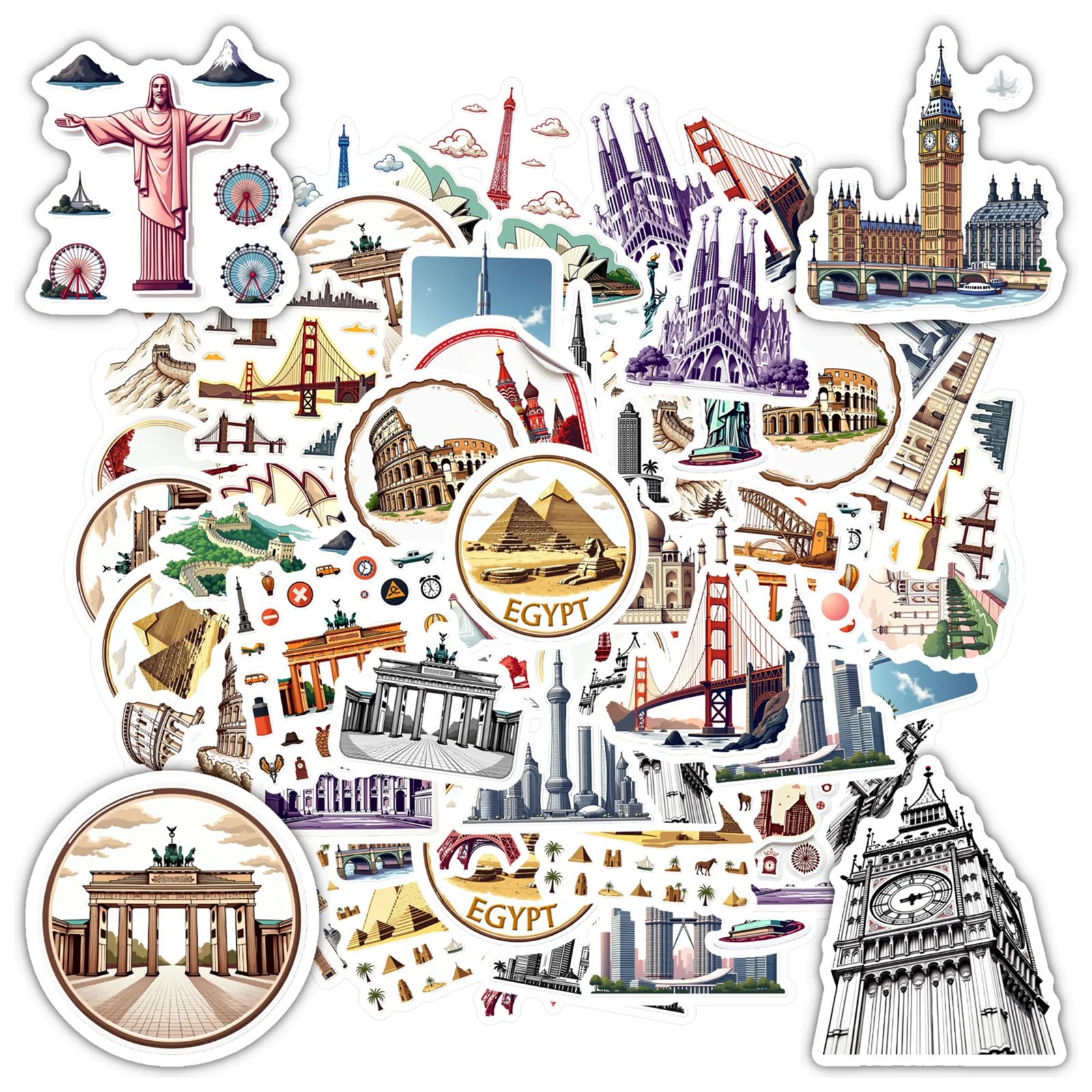 

35-150 шт. подробные наклейки для ориентиров, художественная архитектура, канцелярские наклейки, наклейки для ориентиров для гитары, шлема для ноутбука