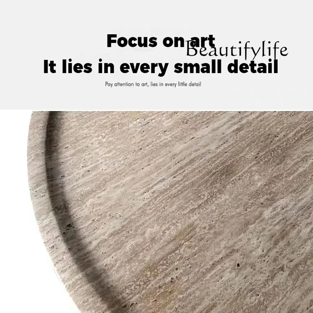 Art Centerpiece For Elegant Living Room & Airbnb Round Coffee Table - Premium Marble Tea Table, Designer