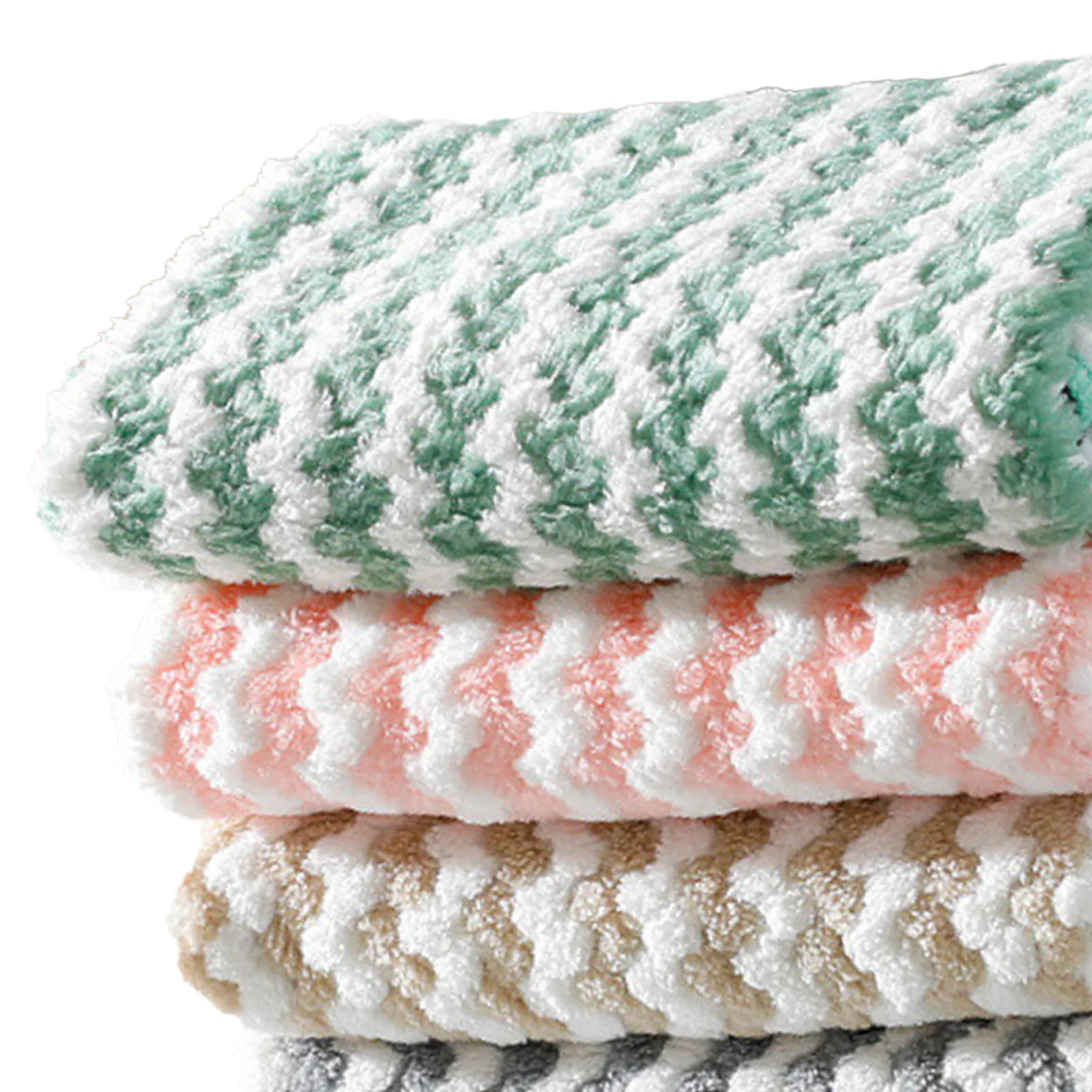 5pcs Stripes Dish Cloths Kitchen Dish Towels Washable Reusable Cleaning Cloths Hand Towels Super Absorbent For Kitchen Bathroom