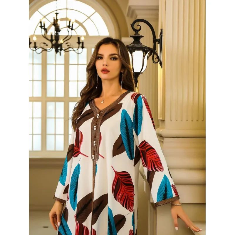 الشرق الأوسط نمط جديد طويل مطبوعة عباية العربية العرقية فستان عربي طويل ثوب المرأة الملابس النسائية بلايز من الصين