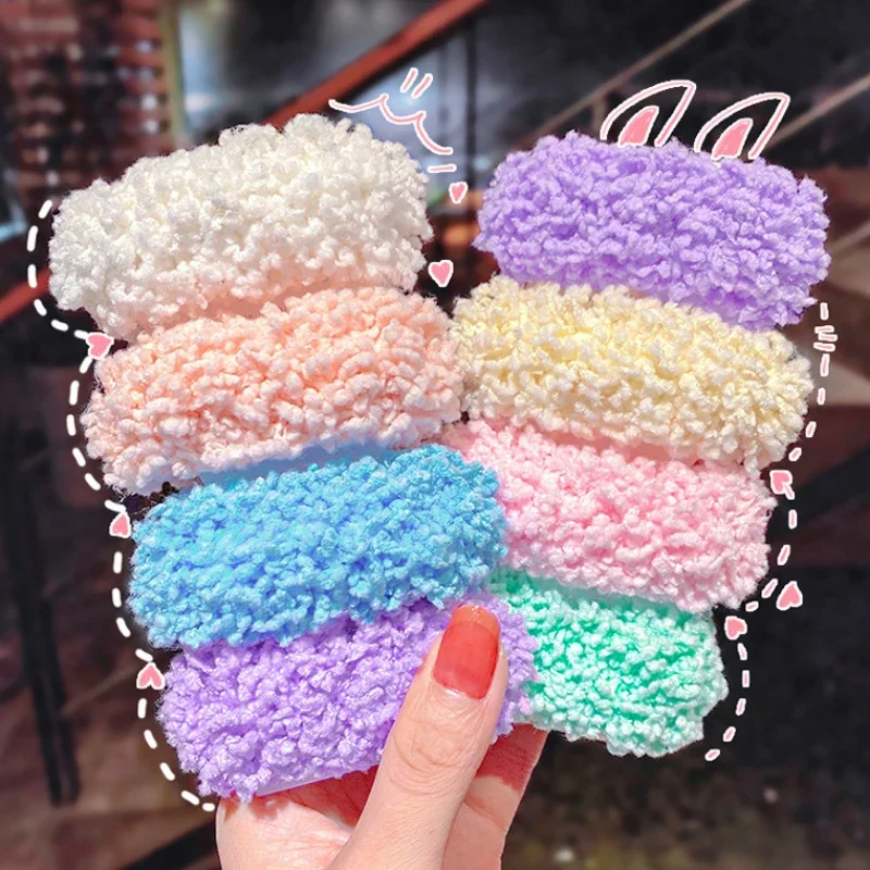 Korean Soft Plush Luminous Hair Rope for Girls Colorful Elastic Scrunchies Ponytail Holder Hairband Headwear Hair Styling Tools