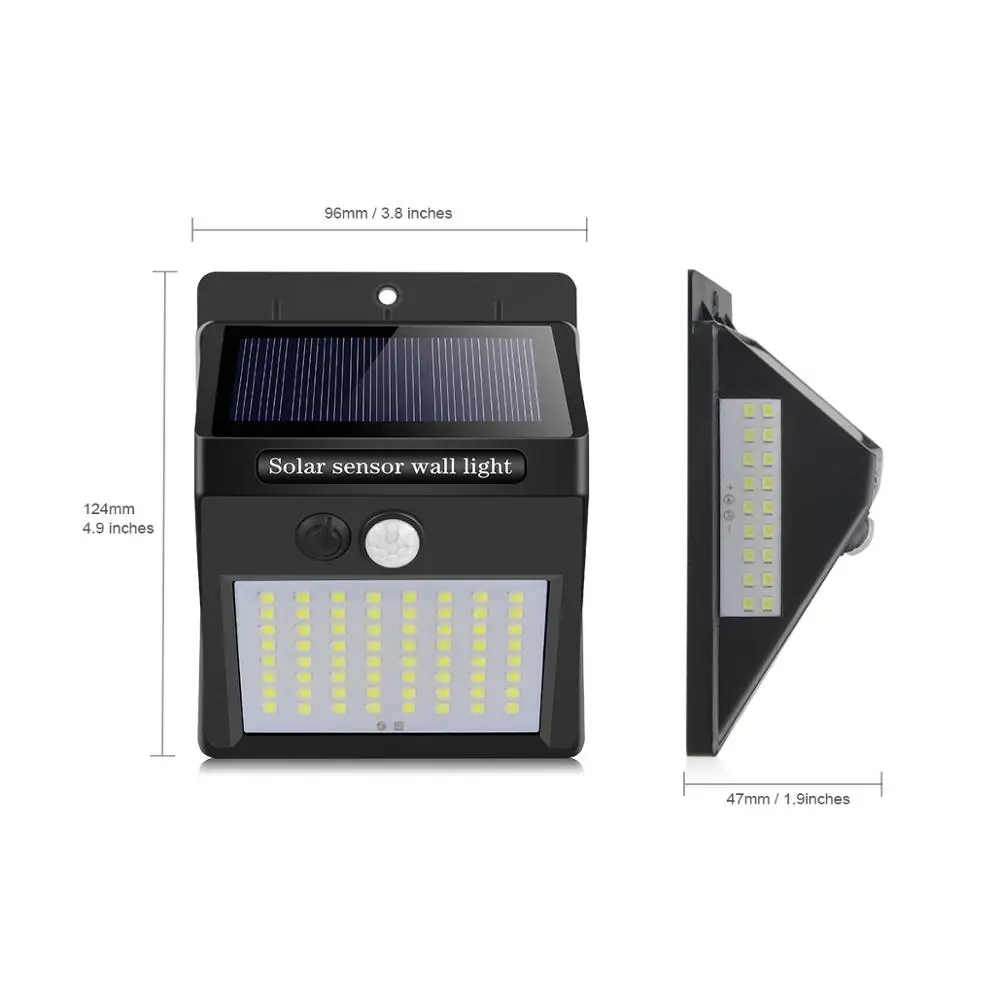 100 LED Solar Light Outdoor Wall Solar Lamp Motion Sensor Solar Powered Waterproof Sunlight Street Light for Garden Decoration