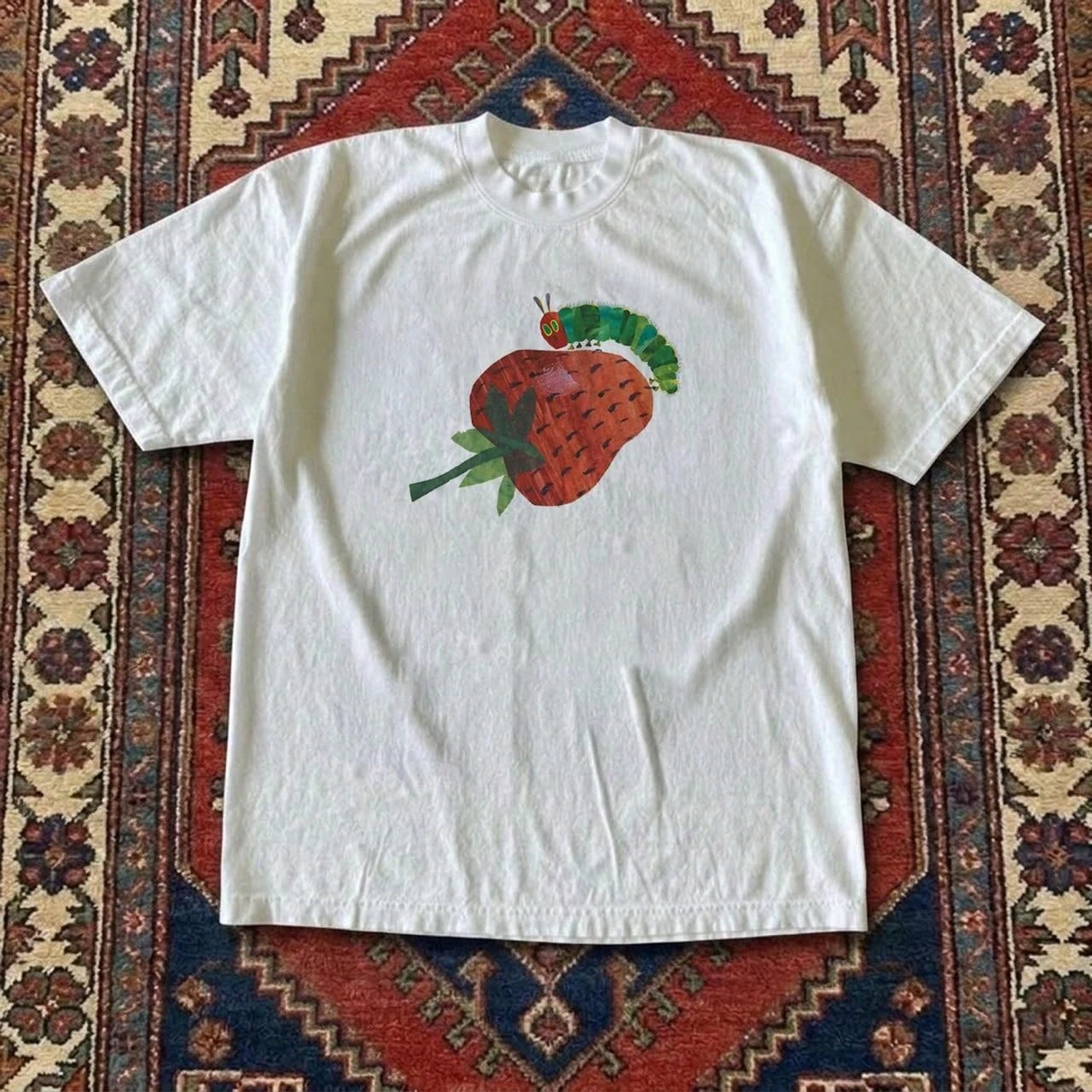 Summer Women's Hungry Caterpillar Strawberry Graphic Tshirt Cotton and Breathable Short Sleeve Streetwear Oversized Loose Casual