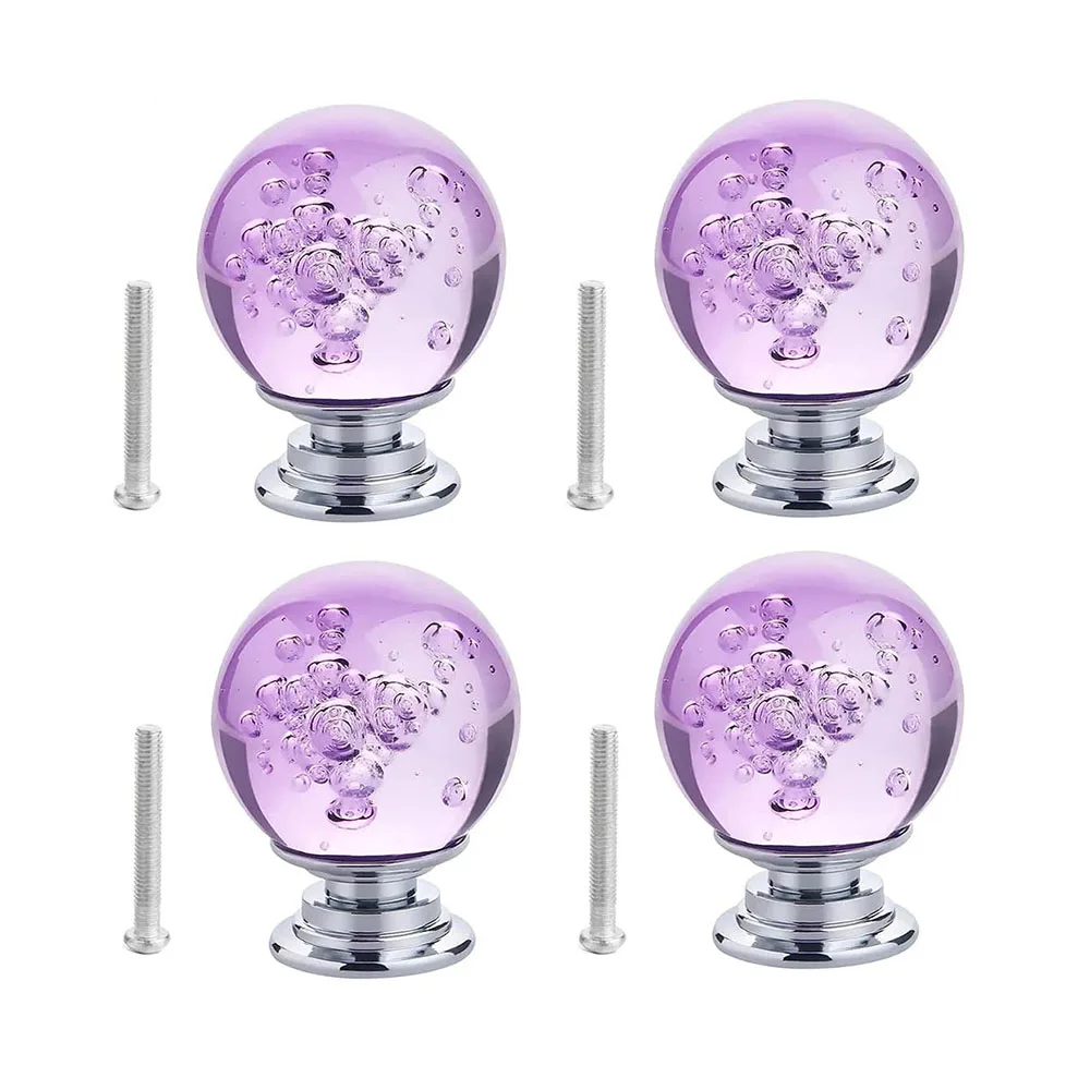 4Pcs Round Crystal Bubble Ball Drawer Knob Cupboard Cabinet Handles Wardrobe Door Handles Kitchen Furniture Pull Knob Hardware
