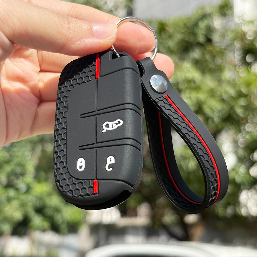 Sleutelhanger Bescherming Voor Jeep Cherokee Limited Grand Kompas Dodge Journey Hellcat Chrysler 300C II Siliconen Klep Fob Houder