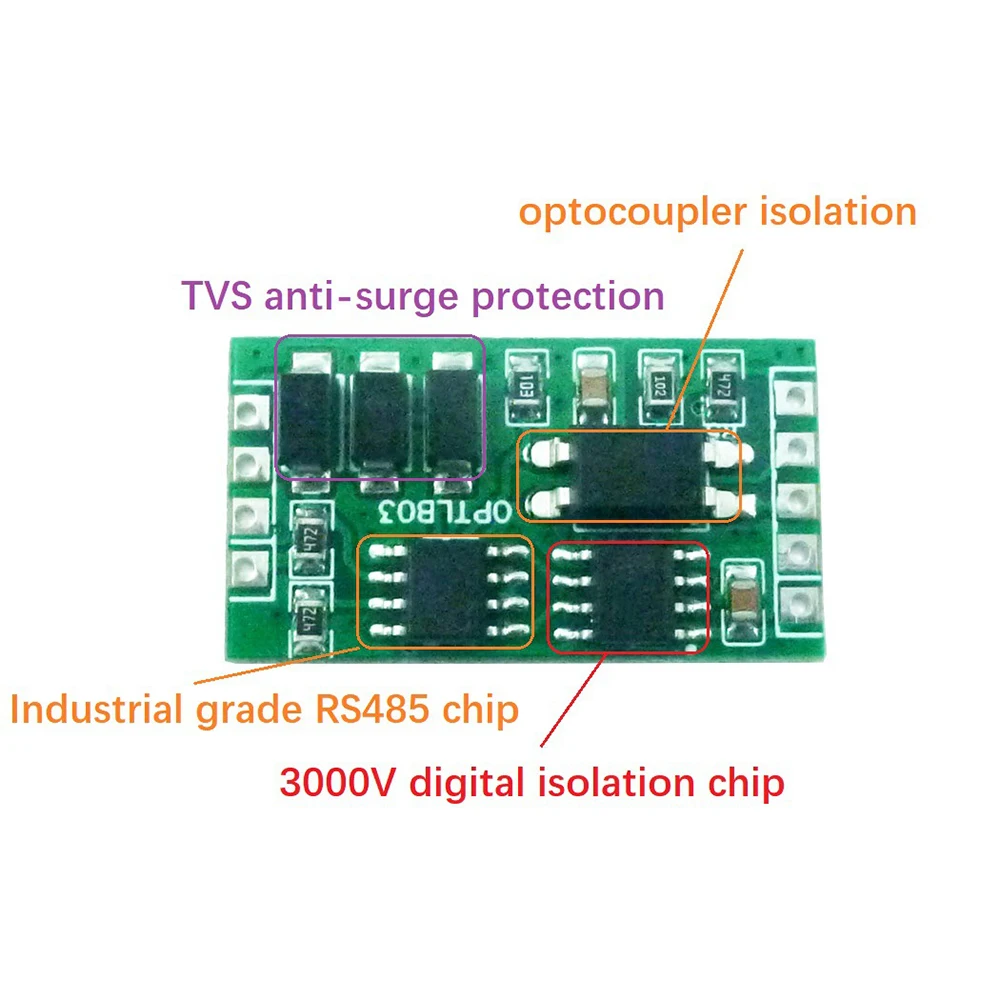 Industrial Grade RS485 to TTL232 UART Isolated communication Surge Protection Module for PLC MCU FPGA