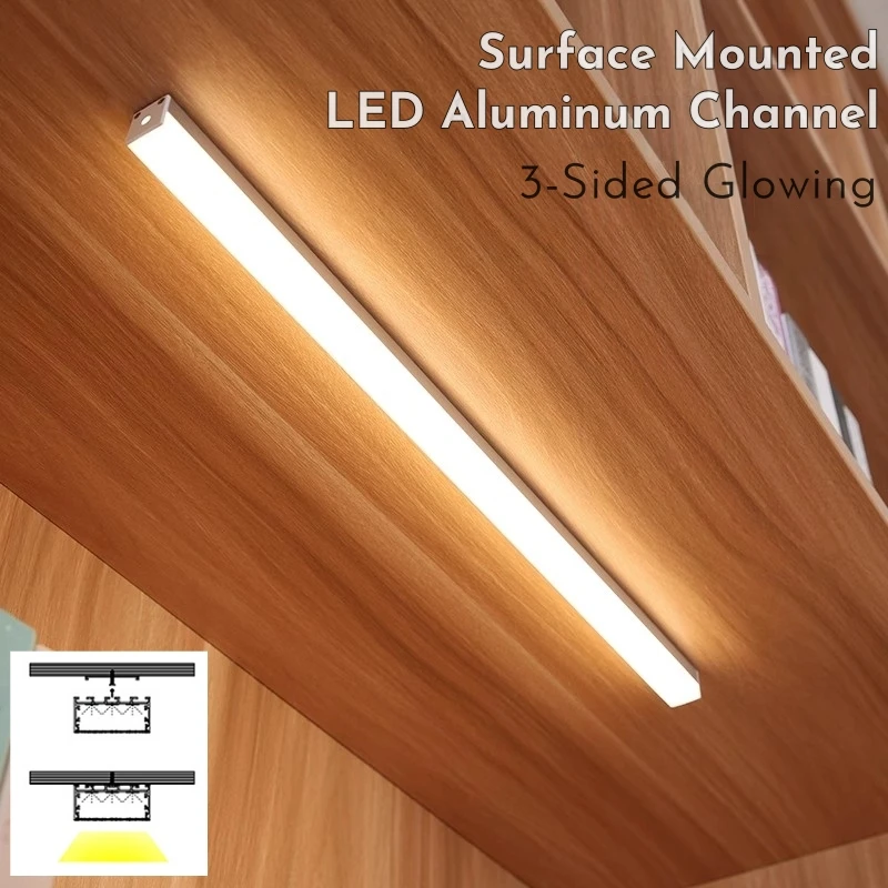 ثلاثة جوانب متوهجة LED الألومنيوم الشخصي مصباح أنبوبي سطح شنت قناة الناشر خزانة الحمام الغرور شريط المنزل ضوء