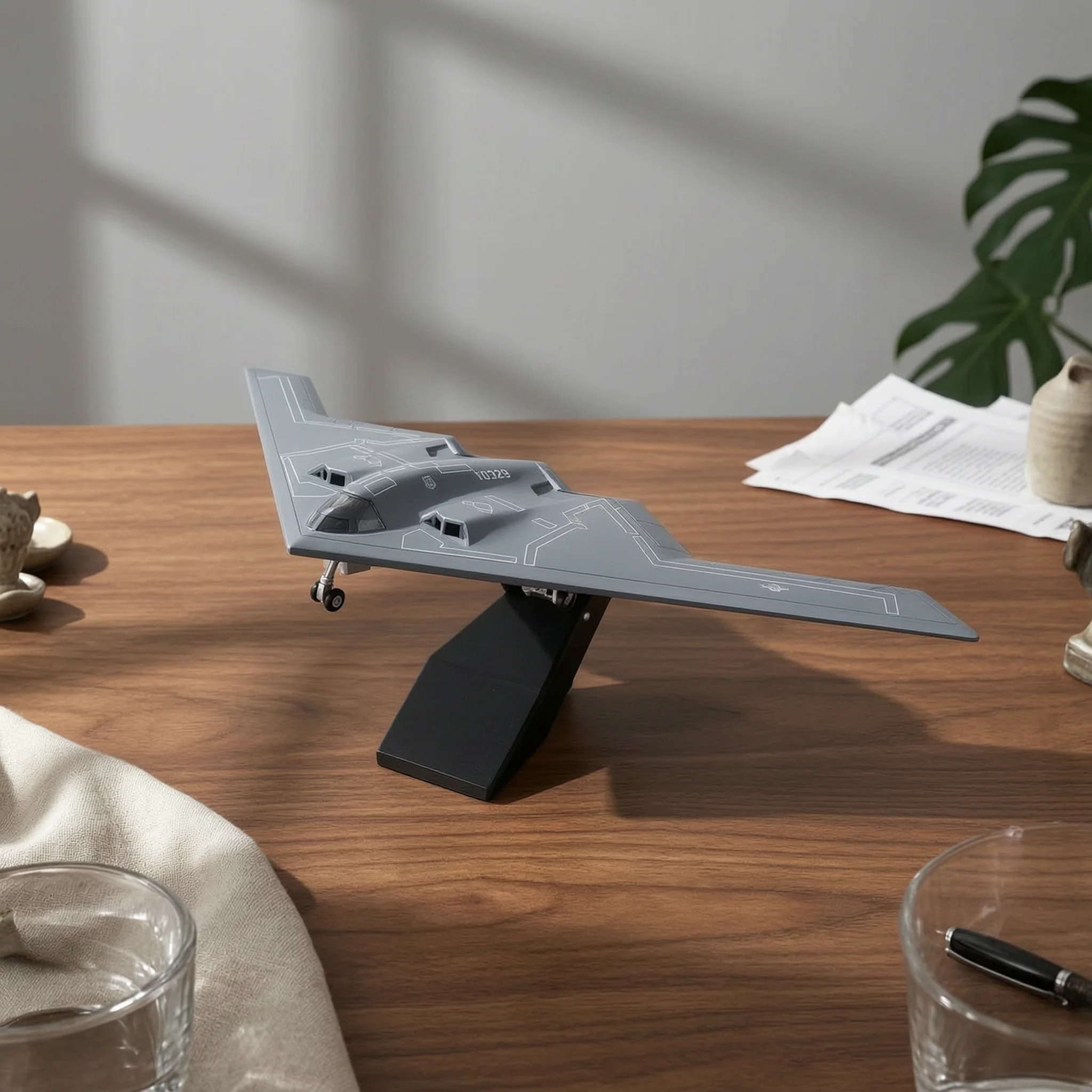 B-2 Spirit Model Kit Desk Ornament Printed Markings B-2 Strike Aircraft Model Retractable Landing Gear for Collectors