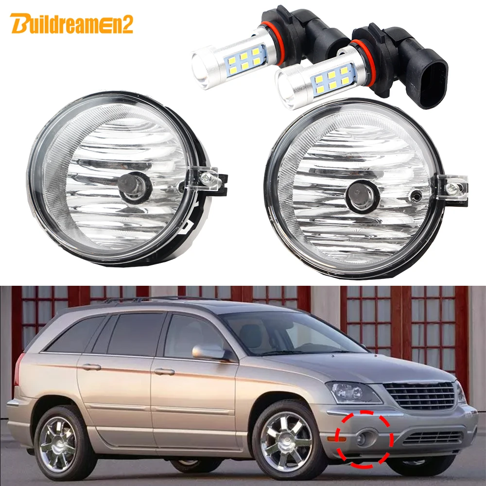 2 Pieces Car Front Bumper Fog Light Assembly with 3030 LED Bulbs White Replacement For Chrysler Pacifica 2005 2006 2007 2008