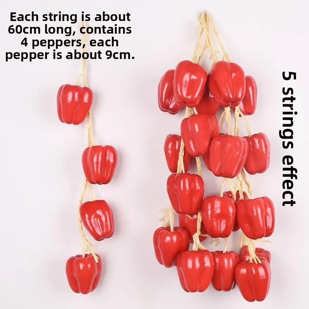 Muur Decor Rode Peper Nep Chili Peper String Hanger Kunstmatige Groenten Simulatie Voedsel Fotografie Rekwisieten Nep Groenten