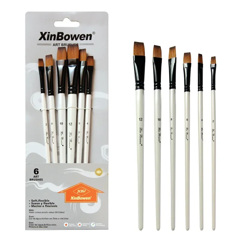 Oil Paint Brushes Set for Art Oil Watercolor Artist Canvas Synthetic Nylon Tips 6 Pack Painting Supplies Art Supplies Brush Pens