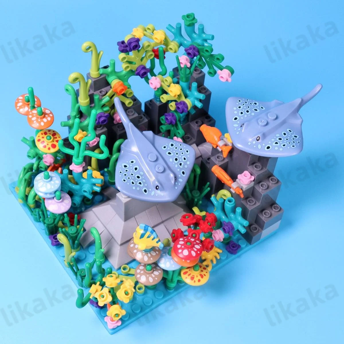 MOC Underwater Animals Building Blocks Toys for Children Rays Turtles Dolphin Fish Octopus Model Blocks Set Kids Toys Gifts