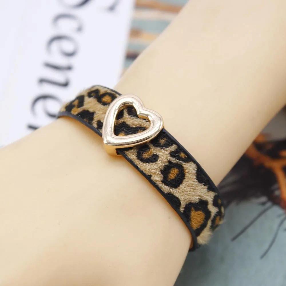 2022 New Hand Punk Leopard Leather Bracelets for Women  Fashion Bracelets & Bangles Elegant LOVE Wide Wrap Bracelet Jewelry