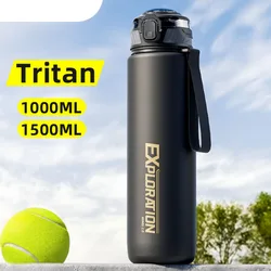 Gradient Color Water Gym Bottle Outdoor Portable Sport Water Bottle Leak-proof Drinking Bottles with Capacity Marker 1000ML