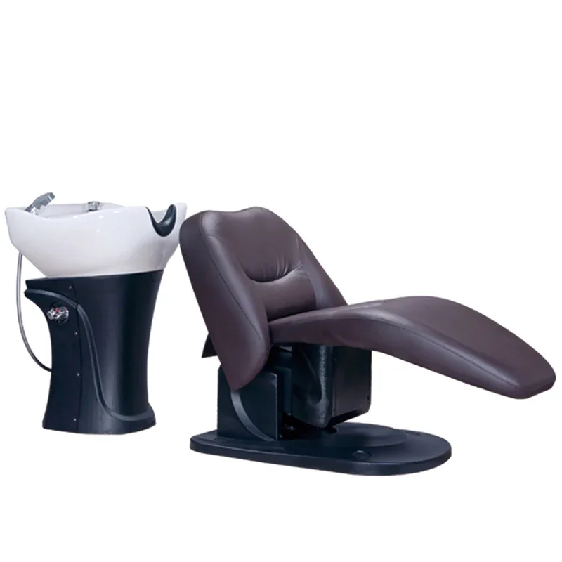 

2 in 1 Shampoo Chair with Basin, Swivel Adjustable Commercial Shampoo Chair，Brown Hair Washing Equipment for Salon