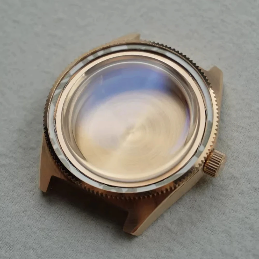 

Синий минеральный стеклянный корпус для часов из розового золота, 41 мм, корпус NH35 из нержавеющей стали 316L, для механизма NH35 NH36 4R35A 4R36A