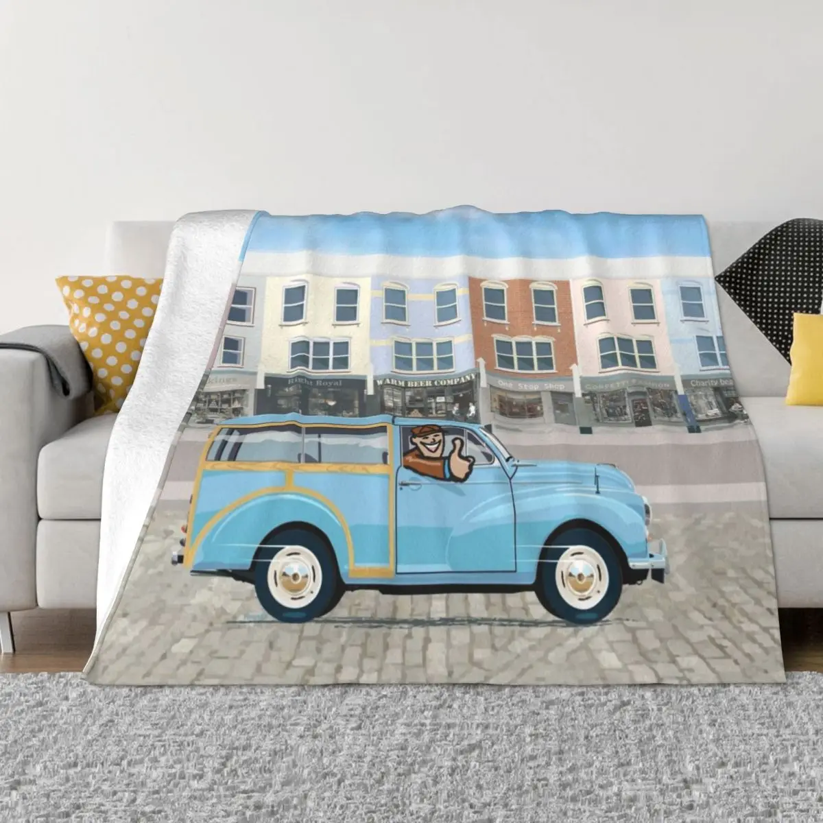 Morris Minor Traveller in Bermuda Blue Throw Blanket Sleeping Bag Blanket Sofa Throw Blanket Moving Blanket