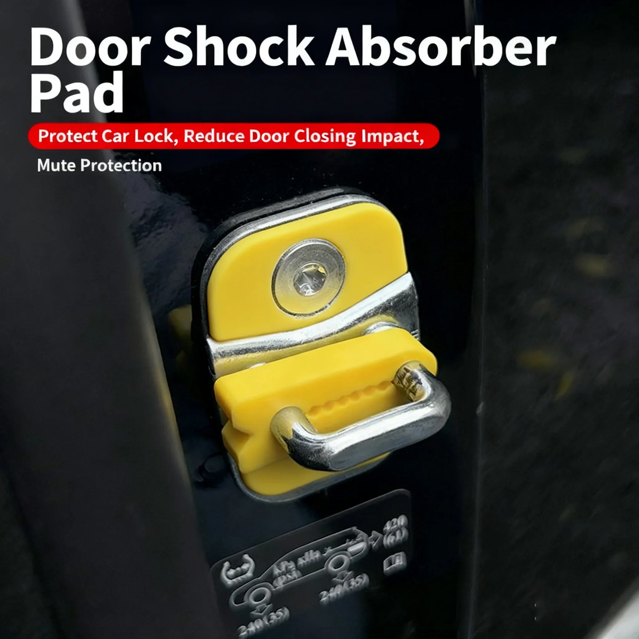 Car door lock shock-absorbing cushion lock buckle protective cover protective pad, door closing anti-collision silicone mute pad