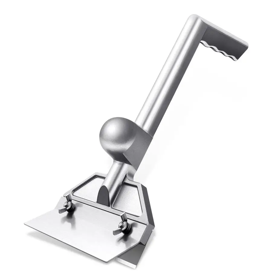 

Прочный скребок для гриля с 6 острыми лезвиями из нержавеющей стали, скребок для плоских грилей с эргономичной ручкой