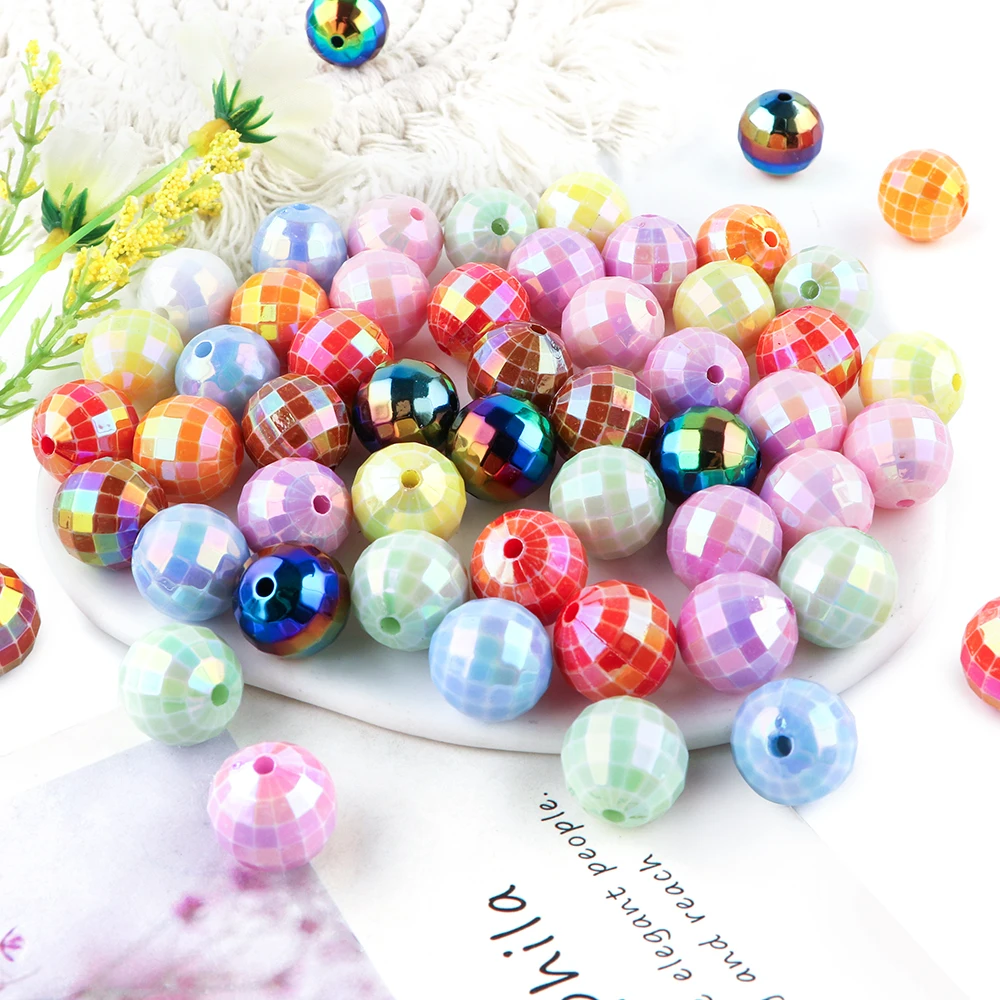 10/20Pcs 16mm Acrylic Solid Color Light Ball Round Beads For Making DIY Jewelry Bracelets Key Chain Pen Accessories