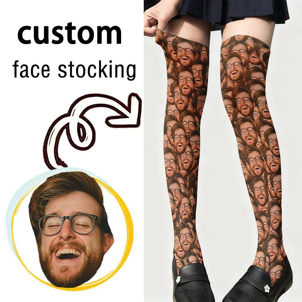 Customized personalized thigh stockings DIY fun face over the knee socks surprise gifts for your family and friends