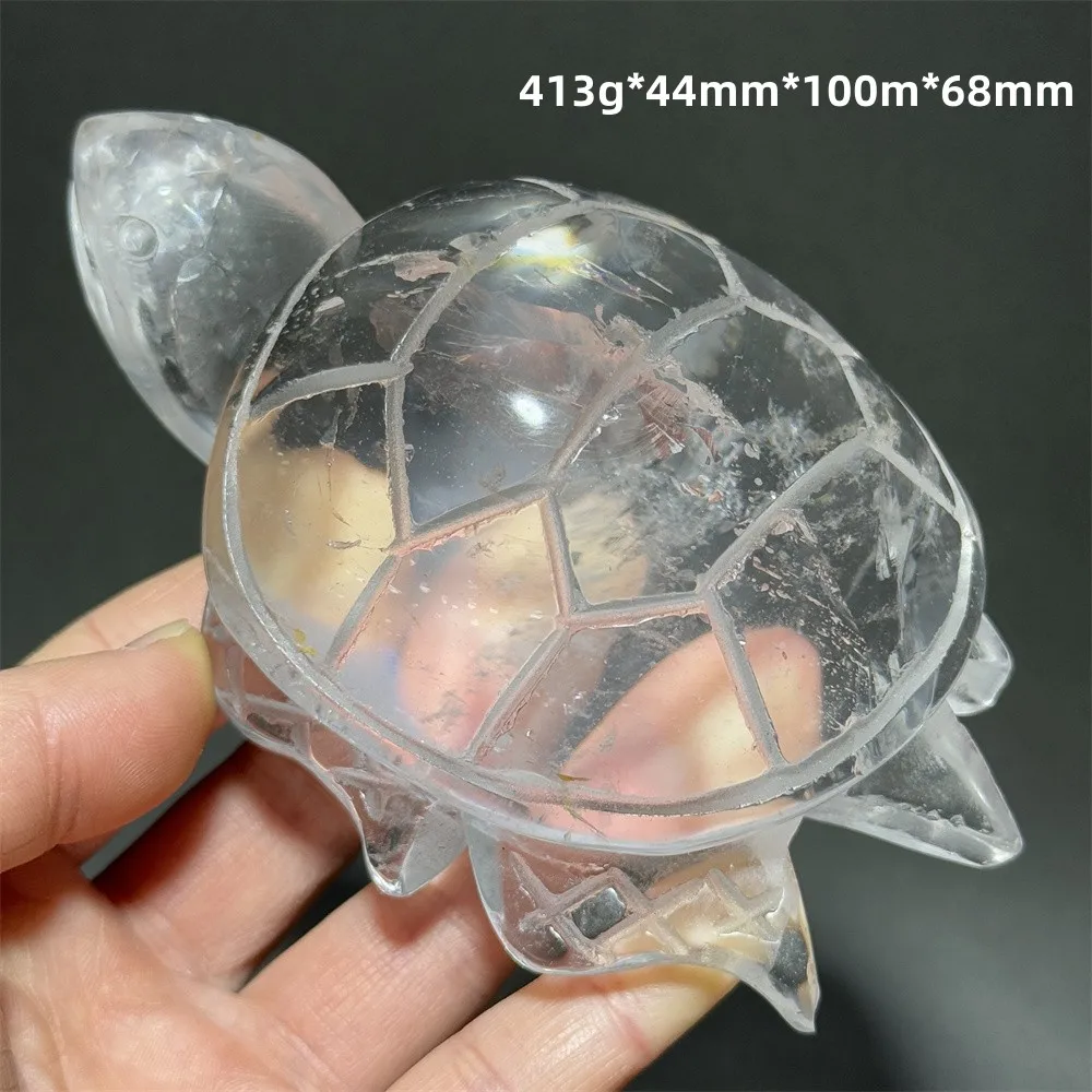 White Crystal Hand Carved Turtle Natural Mineral Quartz Crafts Energy Healing Gems Home Wealth Lucky Ornament Gifts