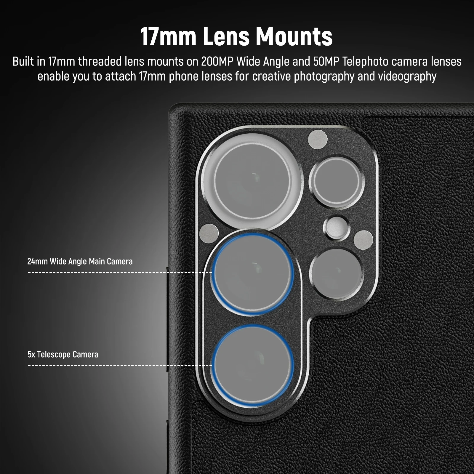 Neewer S24 Ultra Cage Protective Phone Case with 17mm Lens Mounts & 67mm Filter Adapter for MagSafe Charging Samsung Galaxy S24