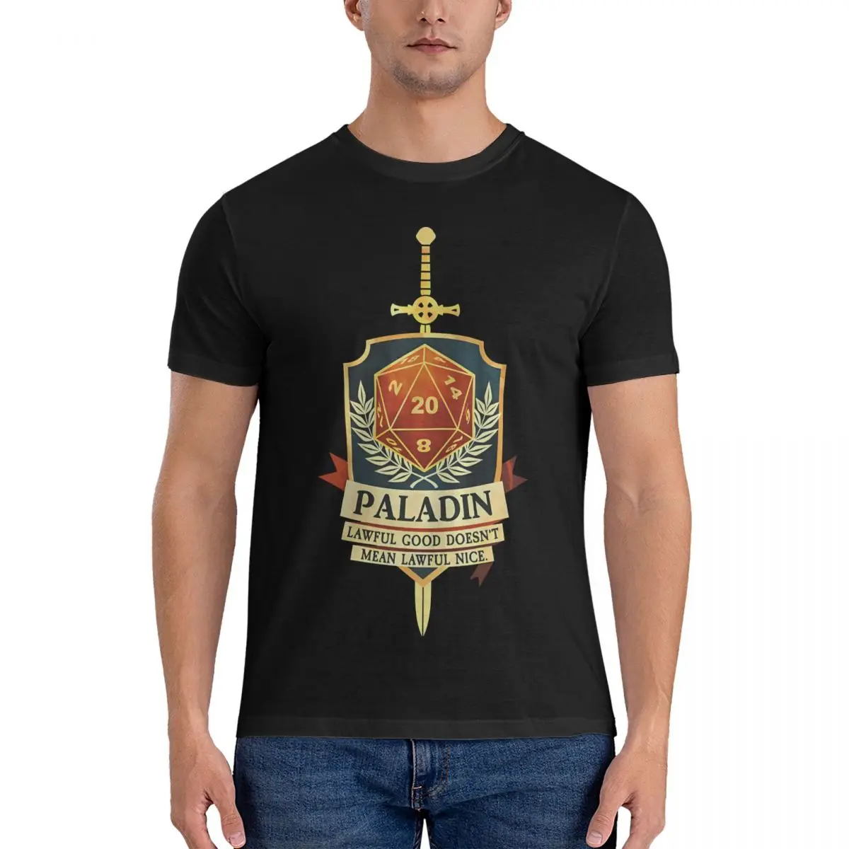 Paladin Lawful Good Doesn\'t Mean Lawful Nice Men T Shirts DND Vintage Tee Shirt Short Sleeve Crew Neck T-Shirt