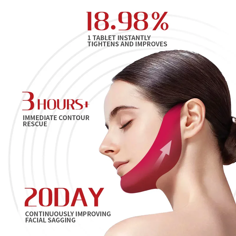 Double Chin Eliminator V Line Shaping Face Masks Toning Hydrogel V-Face Mask Lifting Firming Chin Hook Ear Shaping Collagen Mask
