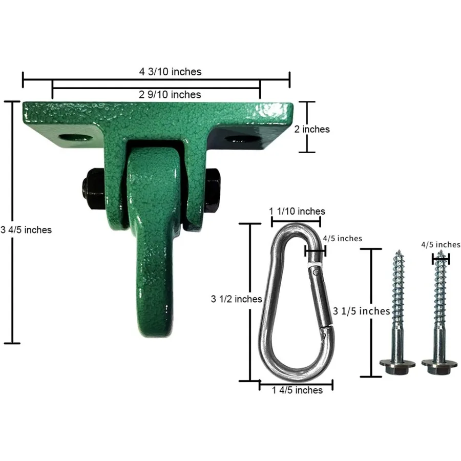 Cabides de balanço verdes resistentes, parafusos incluídos, capacidade de 5000 lb, playground, varanda, assento de ioga, trapézio, conjuntos de madeira para ambientes internos
