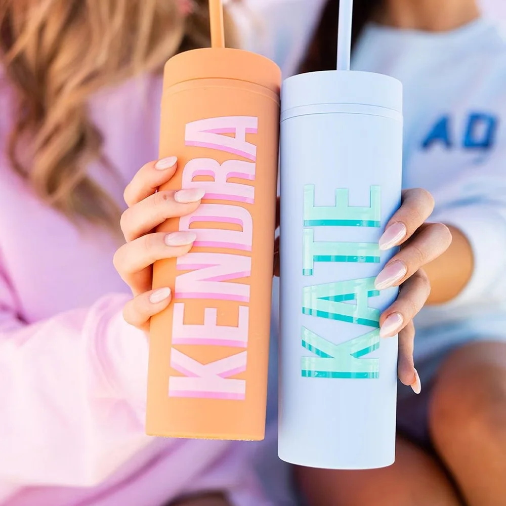 Personalized Iced Coffee Mug, Custom Large-Capacity Cold Drink Bottle with Lid and Straw, Travel Water Bottle