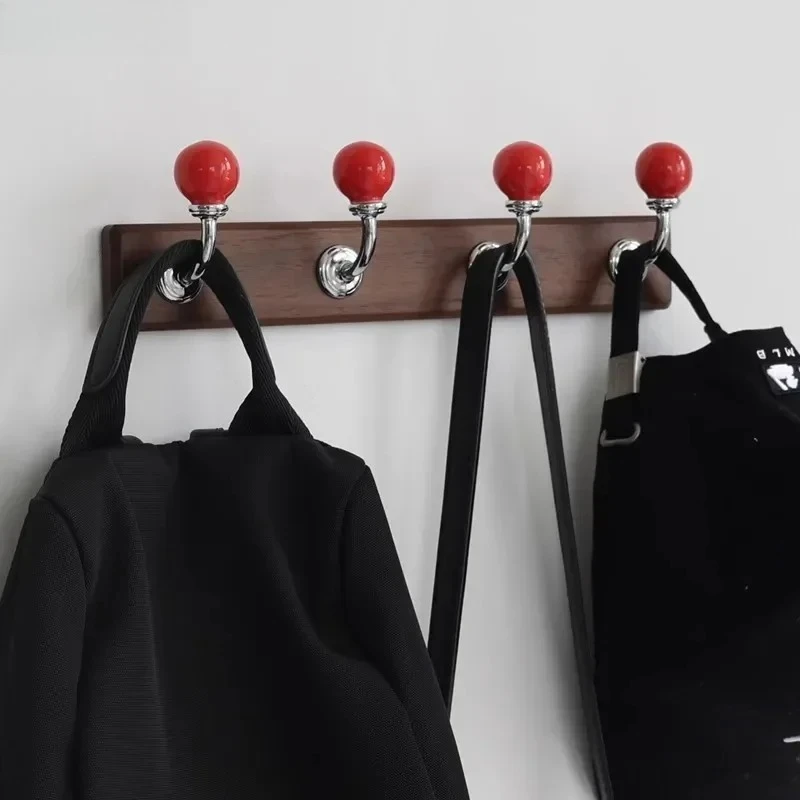 Walnut Wood Bending Hooks Clothing Hat Hook Wall-mounted Storage Hanging Hooks Wall Storage Holder Multiple Decorative Shelves