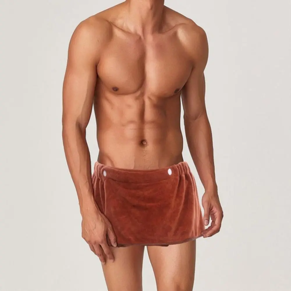 Pyjama mit Seitenschlitz, sexy Herren-Shorts, kurze Badehose, tragbarer, weicher Mikrofaser-Bademantel für Herren – Detail 5