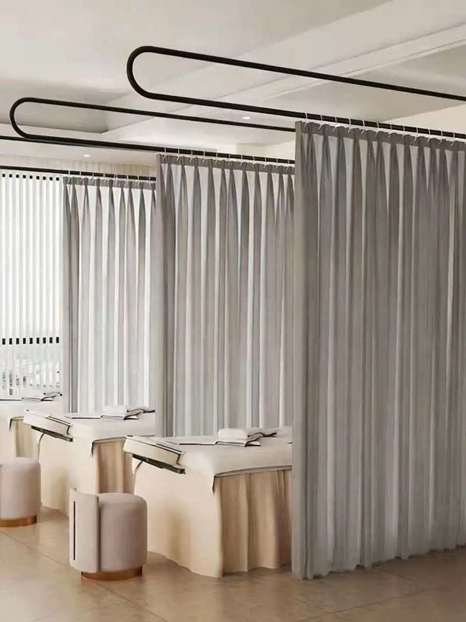 Beauty Salon Health Center Partition Curtain Iron Art Privacy Curtain Support Frame Treatment Bed Covering Screen Commercial Use