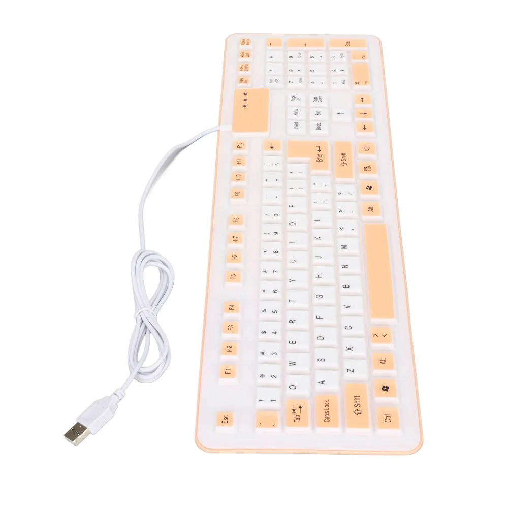 Portable 106 Keys Silicone Keyboard Foldable Pink/Blue/Orange USB Wired Keyboard Waterproof Silent Keyboard Computer Game