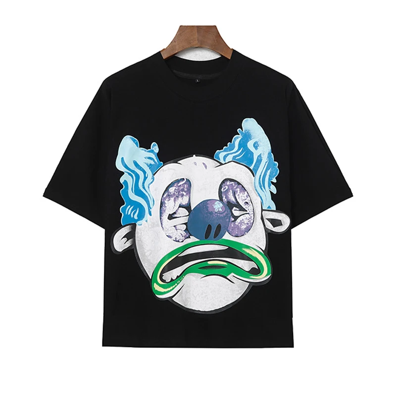 

Black Blutosatire Cartoon Hand Drawn Printing T-shirt Men Woman High Quality Chaopai Loose Fashion Street New Top Tees