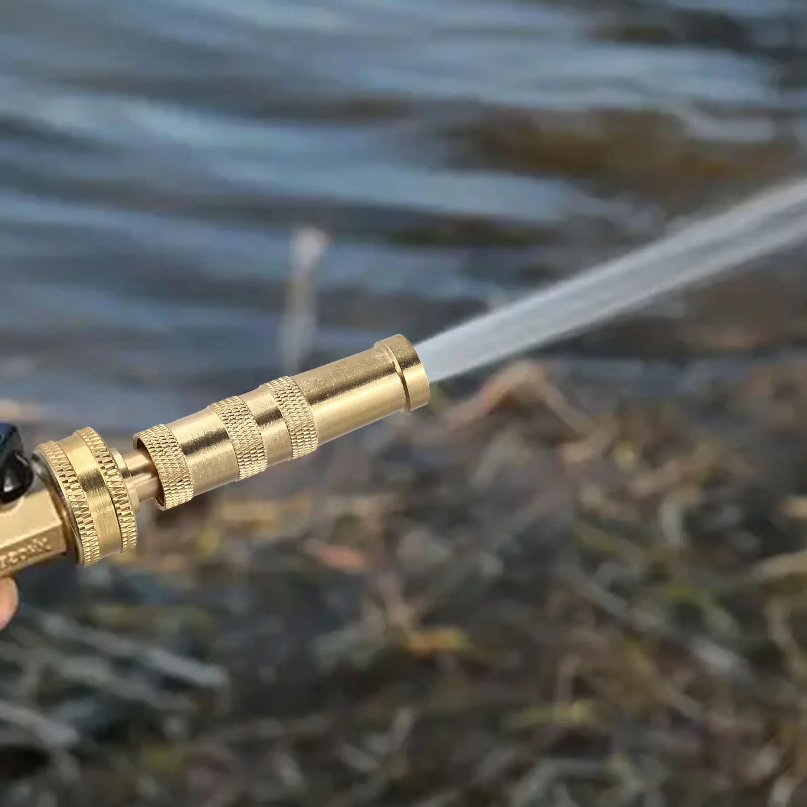 Solid Brass Garden Hose Nozzle Featuring 4 Inch Adjustable Wring for Tailored Water Spray Suitable for Multiple Outdoor Uses