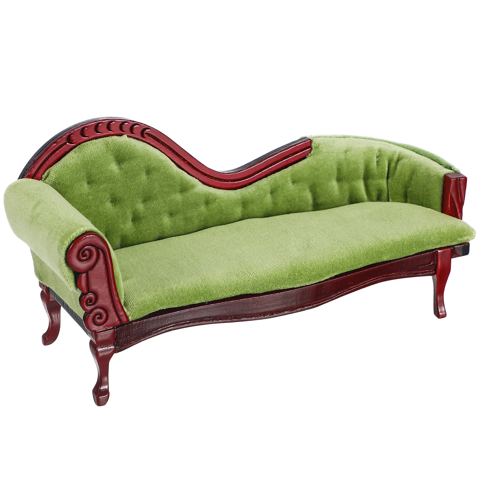 Casa Principessa Divano Divano in miniatura per decorazione Ornamento Lounge Modello Accessori Micro Mobili Giocattolo Verde