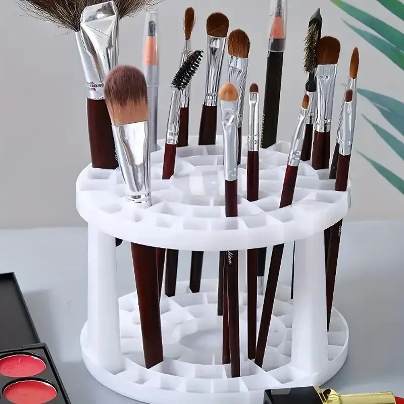 Organizador de maquillaje de escritorio multifuncional, 1 unidad | Soporte y estante de exhibición para brochas cosméticas livianos | Solución de almacenamiento fácil para hacer