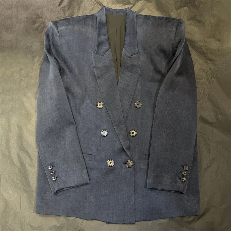 

Women's jacket 2026 Spring new copper ammonia wire lapel long sleeved top Double breasted slim fit women's suit jacket y2k coat