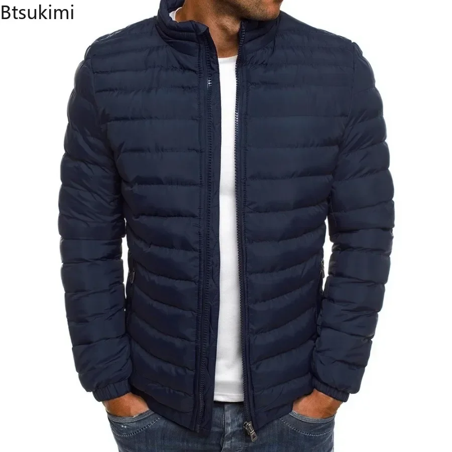 2024 Men's Casual Winter Warm Jacket Coat Solid Thick Coat Jacket Male Stand Collar Zipper Jacket Trendy Coat Men Thick Clothes