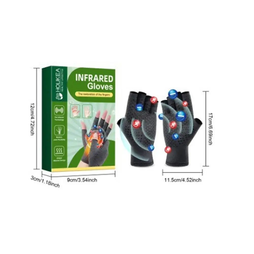 1 Pair Compression Arthritis Gloves Half Finger Joint Pain Relief Rheumatoid Effective Reduce Joint Swelling Hand Wrist Support