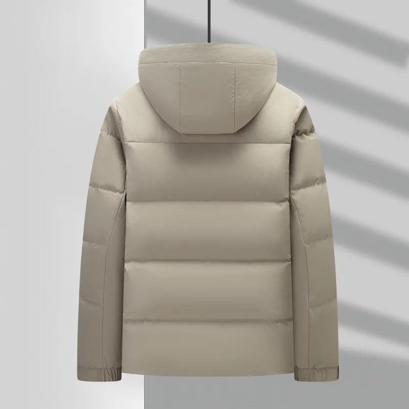 Chaqueta de plumón con cuello levantado para hombre, chaqueta juvenil cálida y gruesa de invierno, con capucha, resistente al frío, 2024