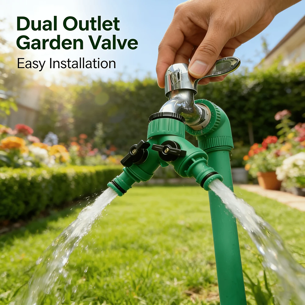 2 Way Faucet Diverter,Dual Outlet Garden Water Splitter Y Valves,Outdoor Faucet Garden Connector,Hose Pipe Fittings Connectors