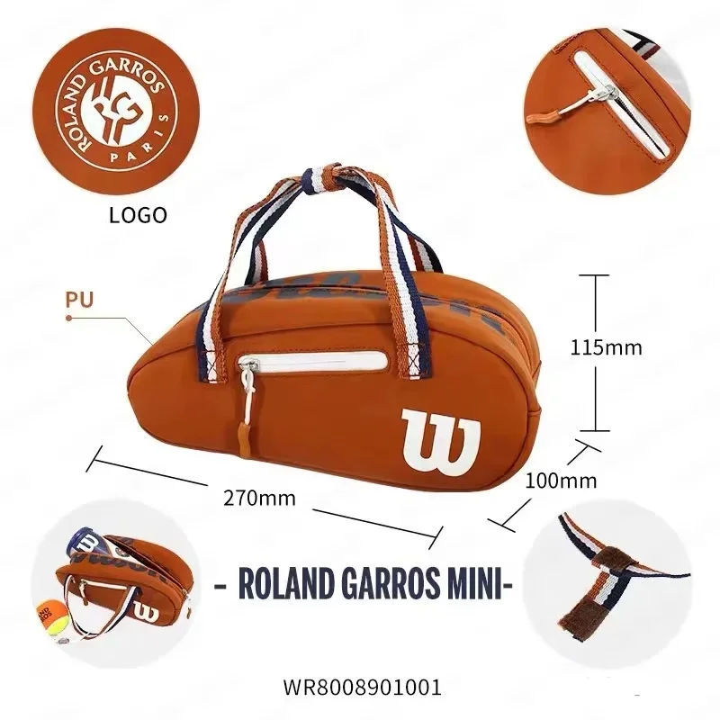 Wilson 2024 ROLAND GARROS KEY CHAIN BAG French Open Orange White Handheld Mini Tennis Key Pack RG WR8035001001