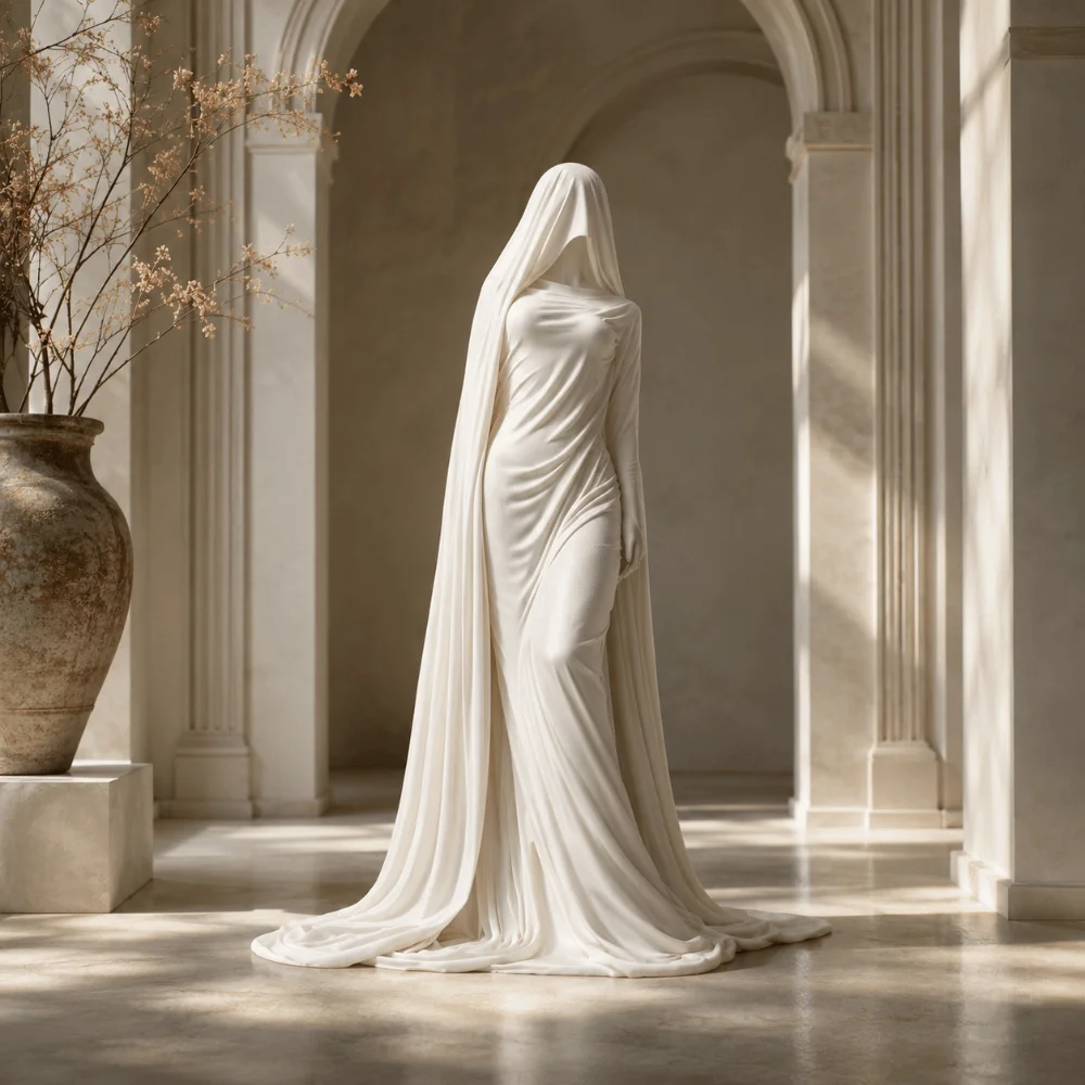 Modern Art 3D Design Masked Lady Figurine Decoration Desktop Ornaments Cloak Woman Statue Ghost Girl Character Sculpture Office