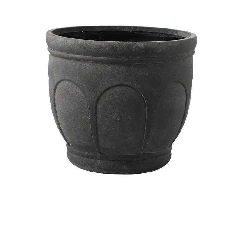 Aged antique black whitewashed king size flower pot living room courtyard garden lily bamboo banana tree peacock wood